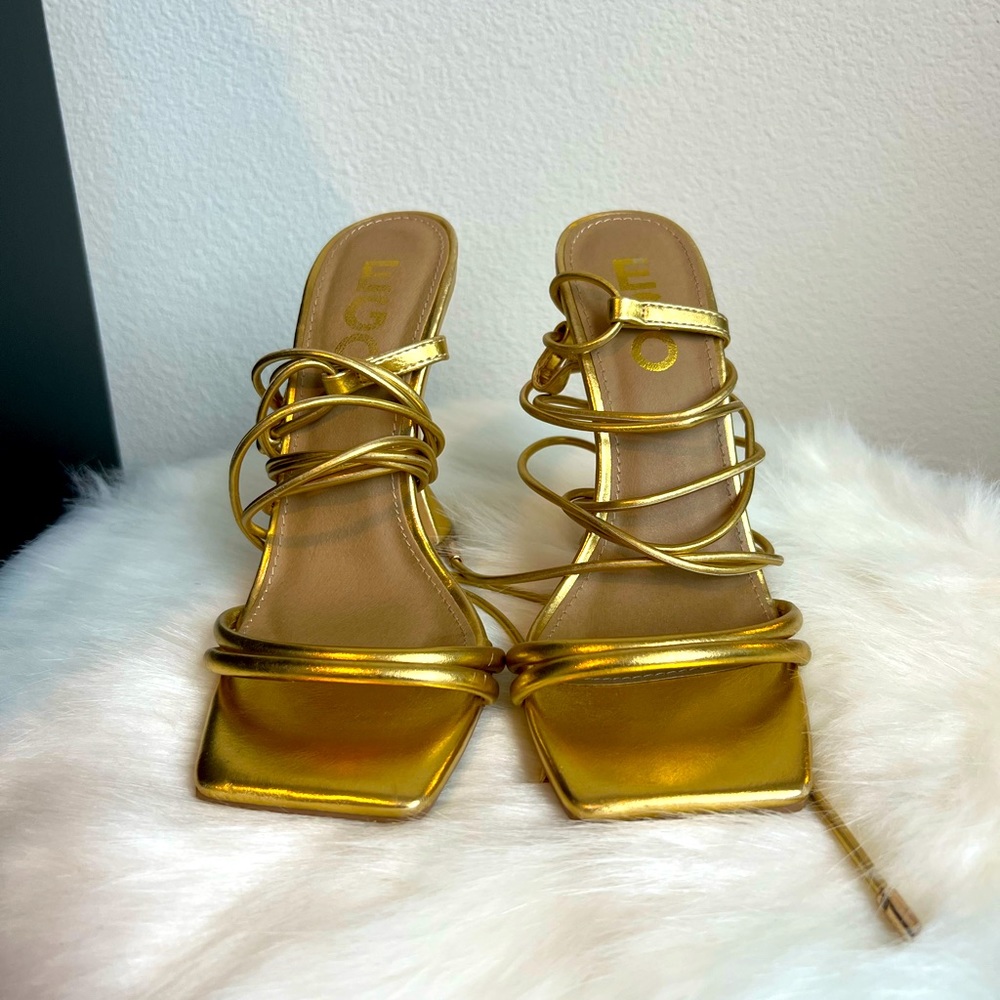 Gold Lace Heels